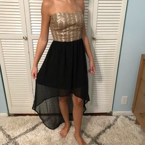 XS Black and Gold - High/low dress